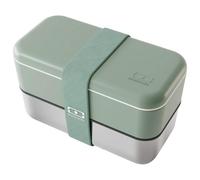 MONBENTO - Lunch Box Adulte Sense Original vert Natural - Boite Repas 1.2 L 2 Étages Métal/Plastique - Bento Inox Hermétique Compatible avec Four & Micro-Ondes - Sans BPA - Idéal pour Meal Prep/Bureau