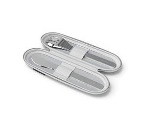 MONBENTO - Set Couverts pour Lunch Box avec Etui MB Slim Nest Coton - Couverts Nomades INOX avec Fourchette, Cuillère et Couteau - Idéal pour Travail/Ecole ou Pique-Nique - Gris