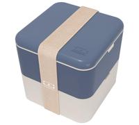 MONBENTO - Bento box MB Square Natural - Grande Boîte Repas à Compartiments - Lunch box Hermétique 2 étages - Idéal pour Travail/Ecole - Made In France - Bleu