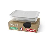 monbento x Pyrex - Boîte de Conservation en Verre MB Prep - 600ml - Récipient Borosilicate Hermétique, Batch Cooking, Fabriqué en France, Four, Micro-ondes, Sans BPA - Blanche