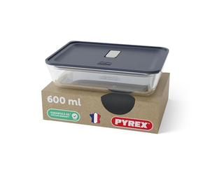 monbento x Pyrex - Boîte de Conservation en Verre MB Prep - 600ml - Récipient Borosilicate Hermétique, Batch Cooking, Fabriqué en France, Four, Micro-ondes, Sans BPA - Bleue
