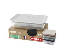 monbento x Pyrex - Lot de 5 Boîtes de Conservation en Verre MB Prep -5x600ml - Récipient Borosilicate Hermétique, Batch Cooking, Fabriqué en France, Four, Micro-ondes, Sans BPA