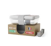 monbento x Pyrex Lunch Box en Verre Fabriquée en France, Bento Hermétique - MB Pure - 600 ml, Boîte Repas Micro-Ondable Avec Séparateur, Compatible Four et Lave-Vaisselle - Graphic Papercut