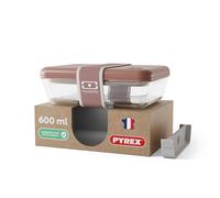 monbento x Pyrex Lunch Box en Verre Fabriquée en France, Bento Hermétique - MB Pure - 600 ml, Boîte Repas Micro-Ondable Avec Séparateur, Compatible Four et Lave-Vaisselle - Rose