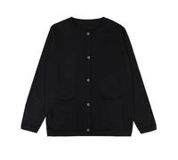 Monbessi Boléro Shrug pour Filles Coton Cardigan de Base avec Manches Longues pour Enfants 4-14 Ans(140, Noir)