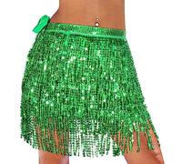 Monbessi Jupe Paillette pour Danse du Ventre Mignon Jupe Danse pour Femmes et Filles Festival de Danse (Vert)