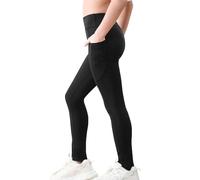Monbessi Leggings Sport pour Fille Taille Elastique Pantalon de Yoga Fille 5-12 Ans (130, Noir)