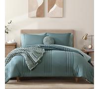 Monbix Parure de lit 7 pièces Bed in a Bag pour très Grand lit, Toutes Saisons légère et Moelleuse avec Couette, draps, taies d'oreiller et Couvre-oreillers (Vert foncé, très Grand lit, 259,1 x 228,6