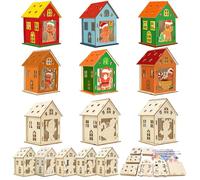 MONCAP 14 Pièces de Bonhomme en Pain d'Épice Kit de Bricolage Noël pour Enfant Maison en Bois pour Décoration Nouvel An Table Arbre de Noël