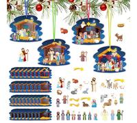 MONCAP 32STK Noël Jésus Autocollant Jésus Naissance DIY Enfants Jésus scène de Noël DIY Noël Jésus Pendentif avec Autocollant crèche pour Noël Cadeau Religieux enseignement Religieux
