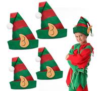 MONCAP 4 Pièces Bonnet Elfe avec Oreilles Costume Chapeau de Lutin Noel Costume Elfe Forêt pour Enfant Adulte Déguisement Noel pour Fête de Noël Halloween Cosplay Mascarade Party