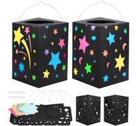 MONCAP 4 Pièces DIY Lanterne Enfant Kit de Bricolage Lanterne pour Enfant Lanterne D'étoiles 3D Kit de Lanterne de Découpe Papier pour Cours de Travaux Manuels D'enfants, Anniversaire