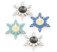 MONCAP 4 Pièces Photophore Bougie Noel Porte Bougies en Forme de Flocon de Neige en Bois Chandelier Decoration Table Support Bougie DIY pour Noël Mariage Anniversaire Baptême
