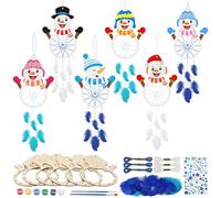 MONCAP 6pcs Attrape Rêve Kit, Attrape Rêve à Fabriquer Enfant, Attrape Rêve Bonhomme de Neige avec Plumes, Décoration Murale Attrape Rêve, Capteur de Rêves pour Décoration Maison Chambre Enfant