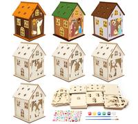 MONCAP 7 Pièces Kit Bricolage Noel a Faire Soi Meme Kit de Bricolage Noel pour Enfant Maison en Bois de Jésus Décoration Centre de Table Noel Pendentif Arbre de Noël Cadeau de Noel pour Enfants