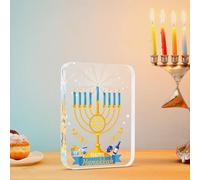 MONCAP Décoration de Noël Hanoukka en Acrylique 12 x 9 x 1.4 cm Ornement Hanouka Happy Hanouka Décoration de Centre de Table Cadeau Hanouka pour Enfant Parents Grands-Parents Amis Collègues