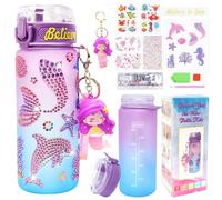 MONCAP Gourde Enfant 600ml, Gourde Sport Enfant, Bouteille Pop Up - Anti Fuite - sans BPA, Kit Sirène de Bouteille D'eau Personnalisée Filles, pour Facile Emporter à l'École Gym Extérieur Sport