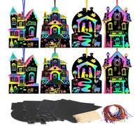 MONCAP Kit Bricolage Noël pour Enfant - 24 PCS Carte à Gratter Arc-en-Ciel, Papier Magique Image Nativité - Scratch Art Jésus pour Enfant et Adulte - Décoration Arbre de Noël