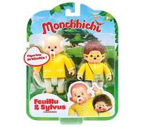 Ouaps Set de 2 figurines articulées Monchhichi Feuillu & Sylvius 7,5 cm Jouet maternelle