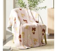 Monchhichi Kawaii Couvre-lit - Couverture en Peluche Douce et Confortable avec Motif Lapin et Ours, 127 x 177,8 cm, Cadeau de Saint-Valentin (Produit sous Licence Officielle) par Franco Collectibles