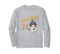 Monchhichi Little Baseball Player #74 Distressed Logo Manche Longue