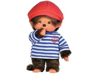 Monchhichi Marin - Poupée en Pull Marin et Béret