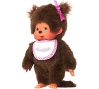 Monchhichi Peluche Fille Bavoir Rose et blanc 20 cm - 25555