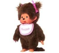 Monchhichi Peluche Fille Bavoir Rose et blanc 20 cm - 25555