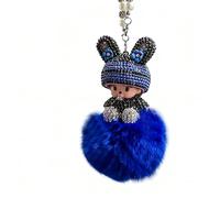 Monchichi Kiki Porte-clés en cristal et diamant avec peluche, taille unique-Bleu