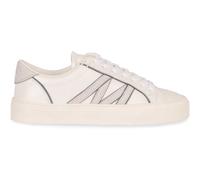Moncler - Baskets en cuir avec insert talon contrastant - Femme - Chaussures - Blanc - Taille: 39 EU