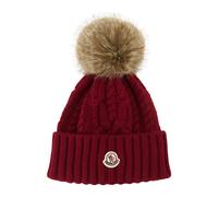 Moncler - Bonnet en cachemire avec pompon - Femme - Accessoires - Rouge - Taille: ONE Size