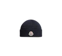 Moncler - Bonnet en coton à patch logo - unisex - Accessoires - Bleu - Taille: XS