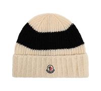 Moncler - Bonnet en laine avec écusson - Homme - Accessoires - Beige - Taille: ONE Size