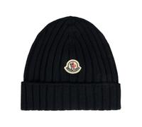 Moncler - Bonnet en maille côtelée avec écusson logo - unisex - Accessoires - Bleu - Taille: 2XS