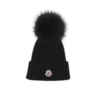 Moncler - Bonnet Pompon Côtelé - Femme - Accessoires - Noir - Taille: ONE Size