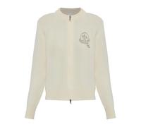 Moncler - Cardigan en Laine avec Logo Brodé - Femme - Pulls - Blanc - Taille: 40 FR