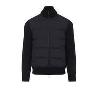 Moncler - Cardigan à col roulé avec devant matelassé - Homme - Pulls - Bleu - Taille: M