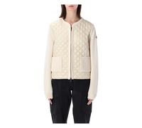 Moncler - Cardigan matelassé zippé géométrique - Femme - Vestes - Blanc - Taille: 42 FR