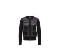 Moncler - Cardigan z fermetureure éclair en laine matelassée - Femme - Pulls - Noir - Taille: 38 FR