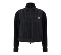 Moncler - Cardigan zippé en laine rembourrée - Femme - Pulls - Noir - Taille: 42 FR