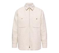 Moncler, Femme, Vestes, Beige, Taille: 38 FR Veste chemise en duvet et bouclette de coton mélangé