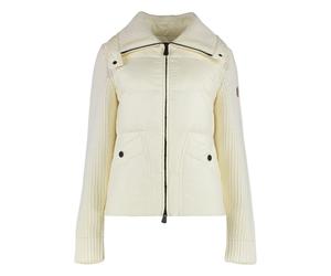 Moncler - Gilet en laine matelassée avec fermeture éclair - Femme - Pulls - Beige - Taille: 42 FR