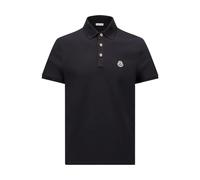 Moncler - Logo Patch Cotton Polo - Homme - Tops - Bleu - Taille: 2XL