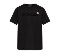 Moncler - Logo Patch Cotton T-Shirt - Homme - Tops - Noir - Taille: S