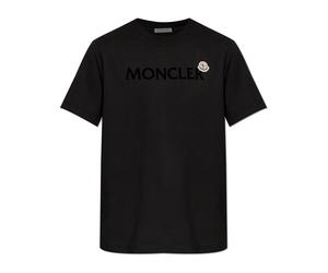 Moncler - Logo Patch Cotton T-Shirt - Homme - Tops - Noir - Taille: S