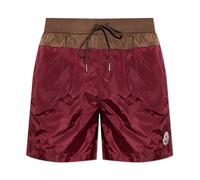 Moncler - Logo Patch Swim Shorts - Homme - Maillots de bain - Rouge - Taille: 2XL