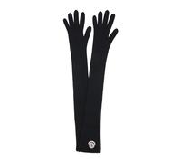 Moncler - Logo Patch Virgin Wool Long Gloves - Femme - Accessoires - Noir - Taille: ONE Size