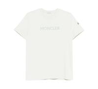 Moncler - T-shirt en coton avec logo ton sur ton brodé - Femme - Tops - Vert - Taille: 40 FR