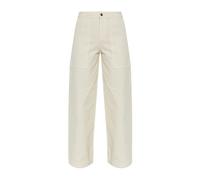 Moncler - Pantalon en coton avec logo en cuir - Femme - Pantalons - Beige - Taille: 36 FR
