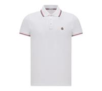Moncler - Polo à Bordures Tricolores - Homme - Tops - Blanc - Taille: M